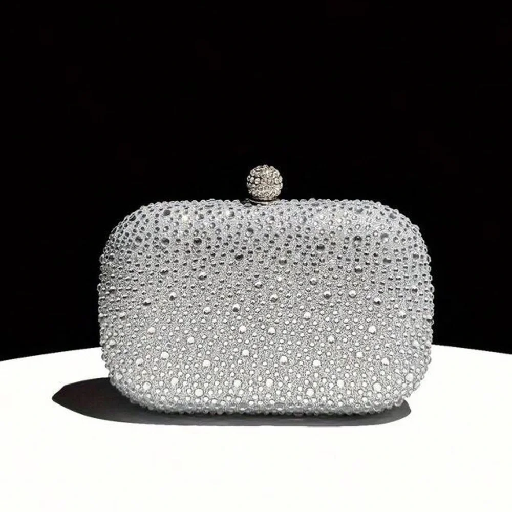 Elegant Red Crystal Evening Clutch